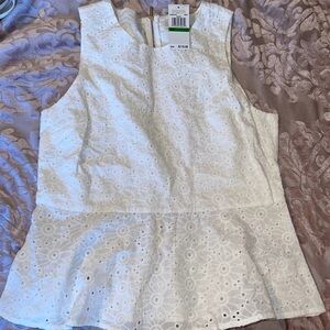 MICHAEL Michael Kors White Peplum Eyelet Blouse – Size L